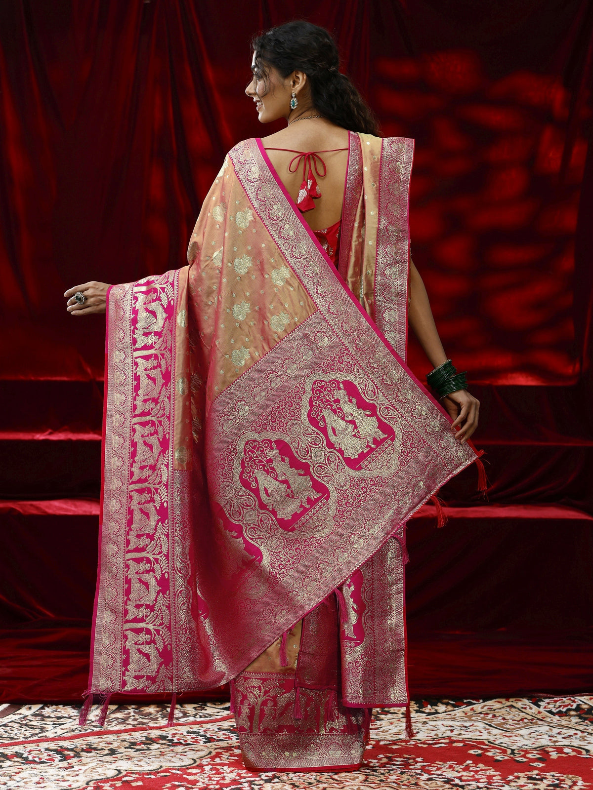 Libas Mustard Badhani Woven Design Silk blend Saree with dupatta