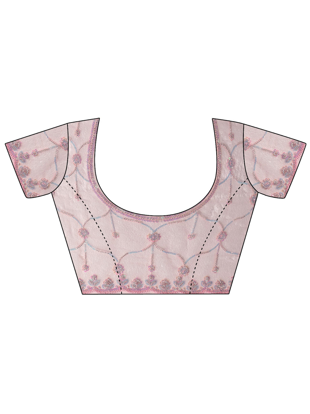 Libas Baby Pink Floral Embellished Net Saree