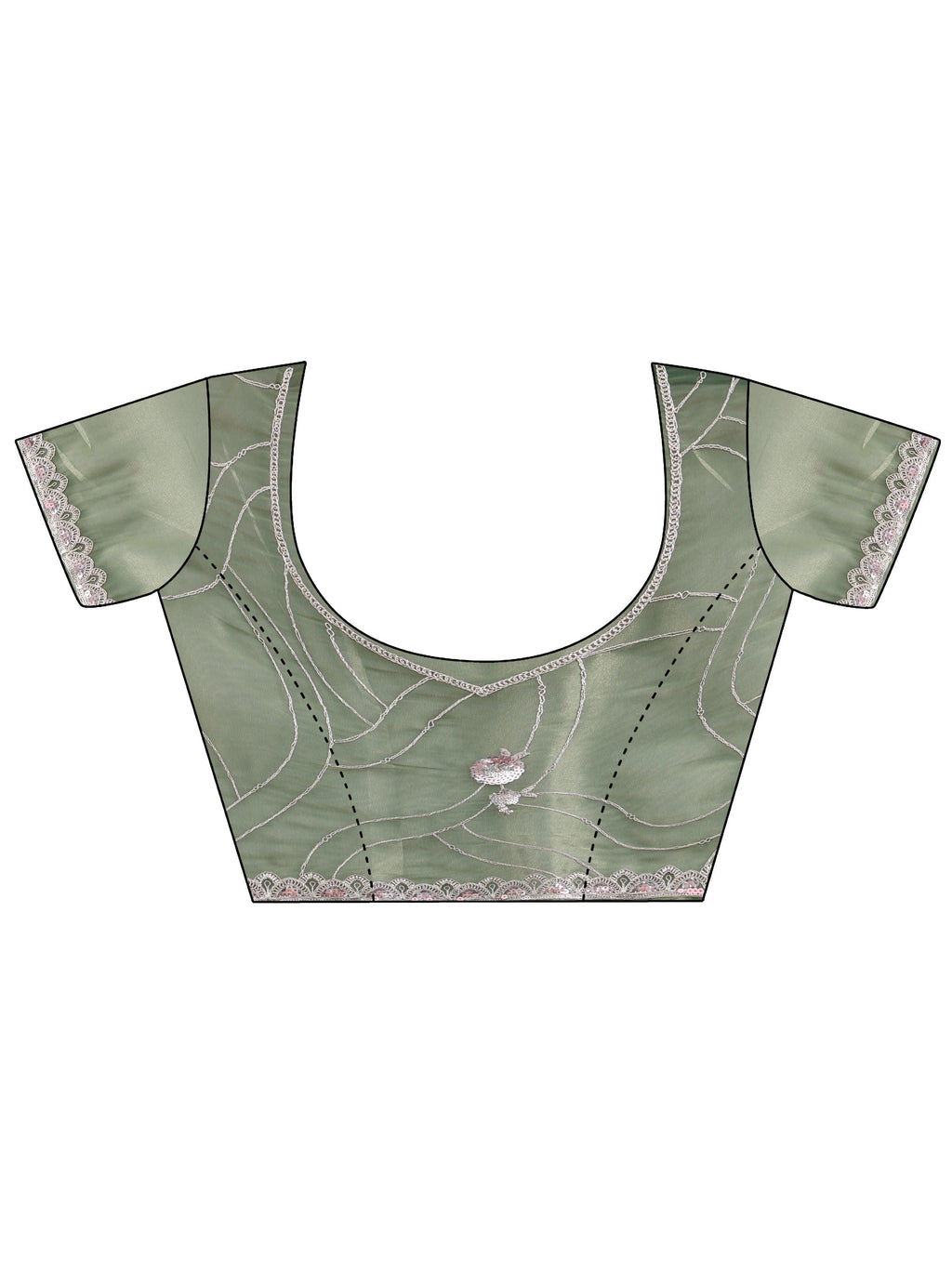 Libas Sage Green Floral Embellished Tissue Saree