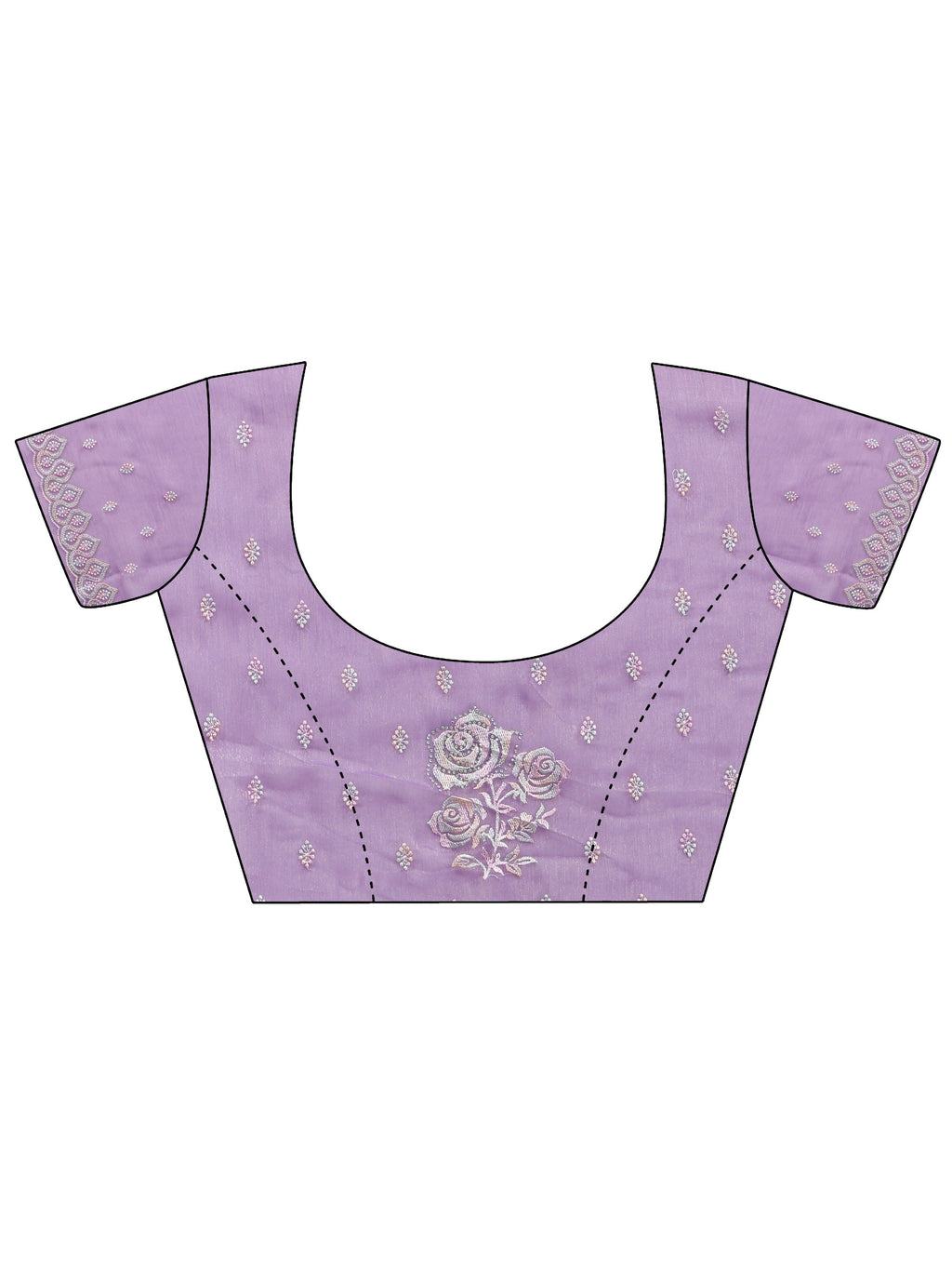 Libas Lavender Floral Embroidered Chiffon Saree