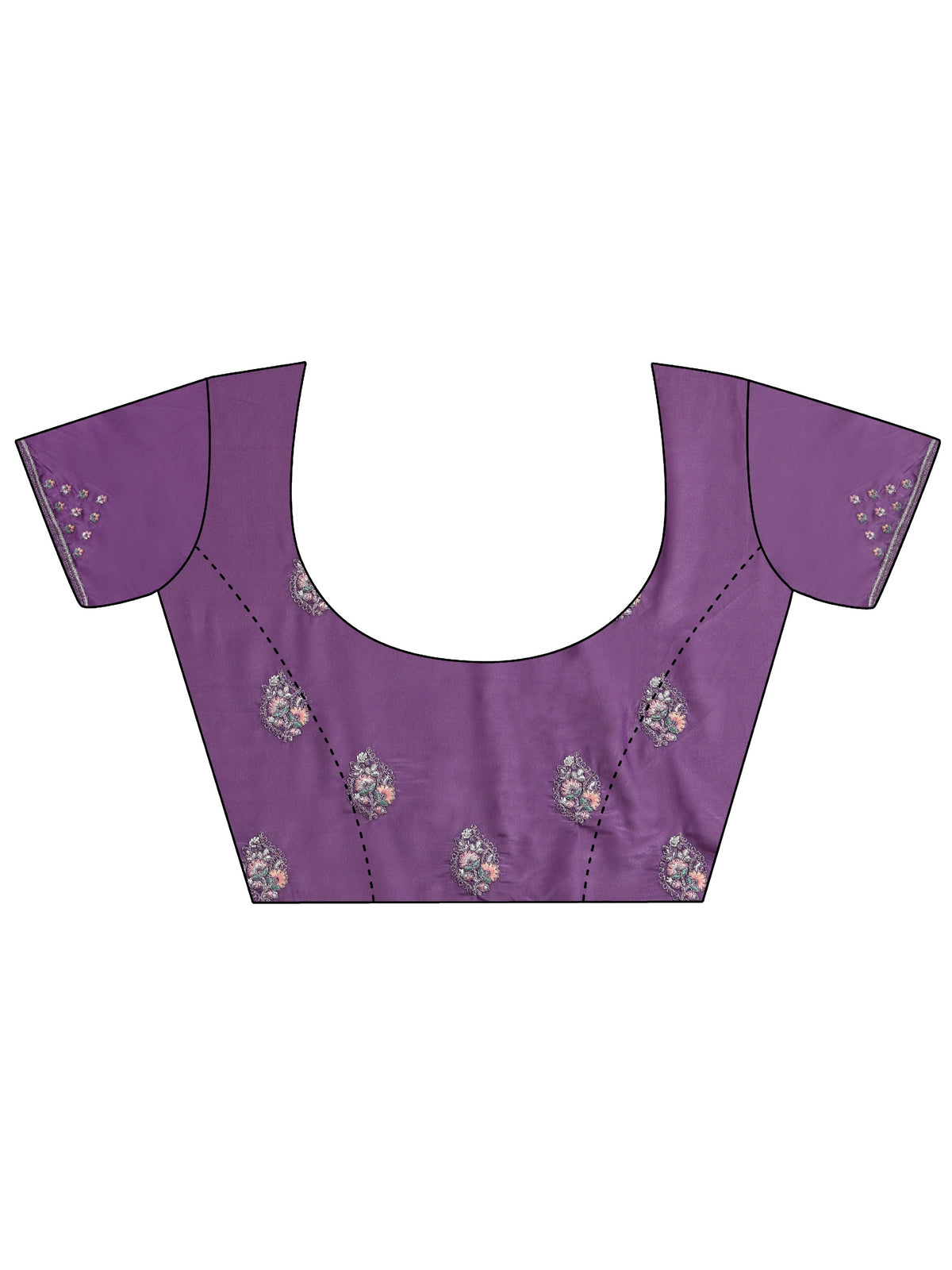 Libas Purple Embroidered Satin Saree
