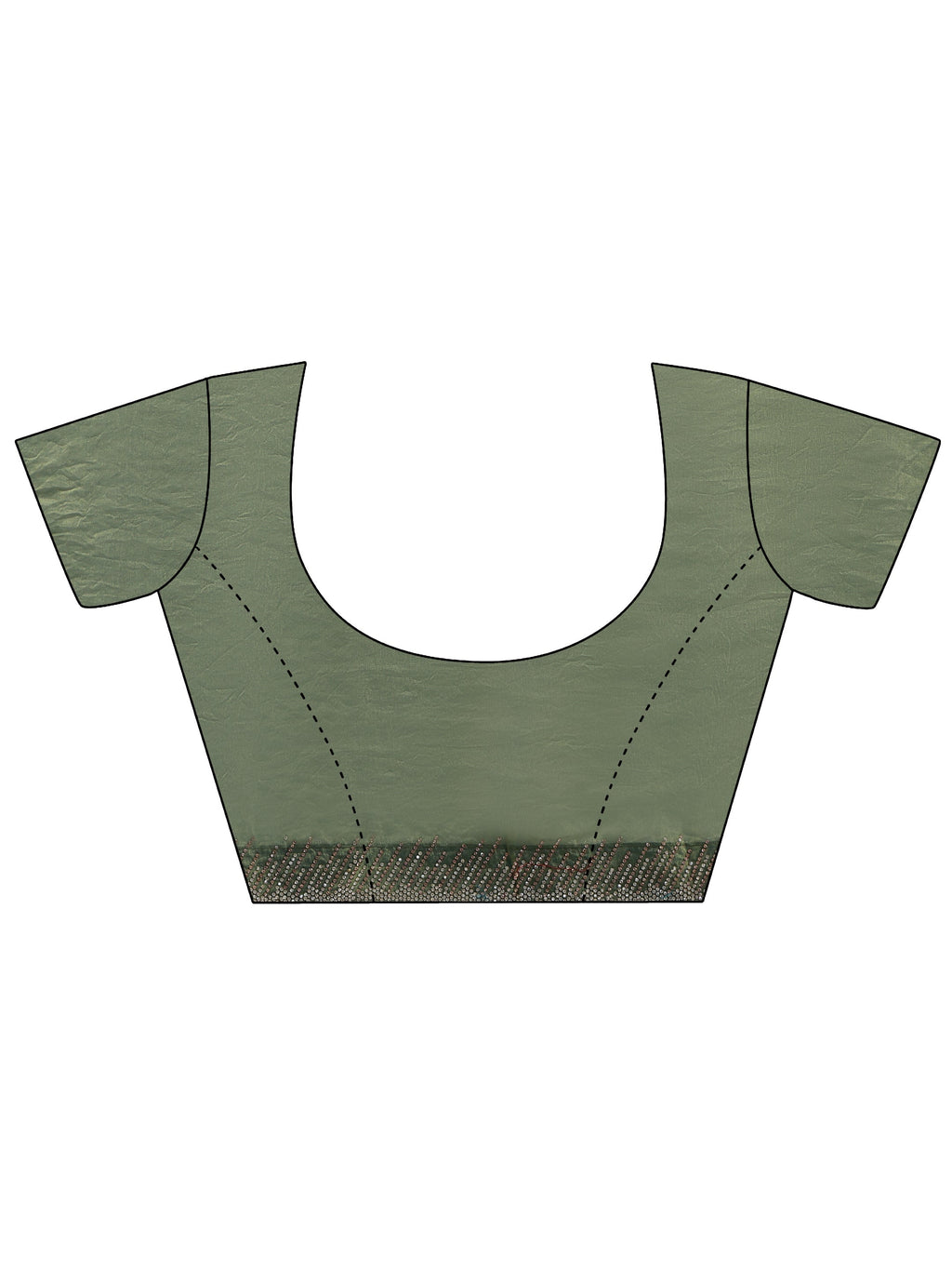 Libas Olive Green Stone Work Striped Embellished Tissue Saree