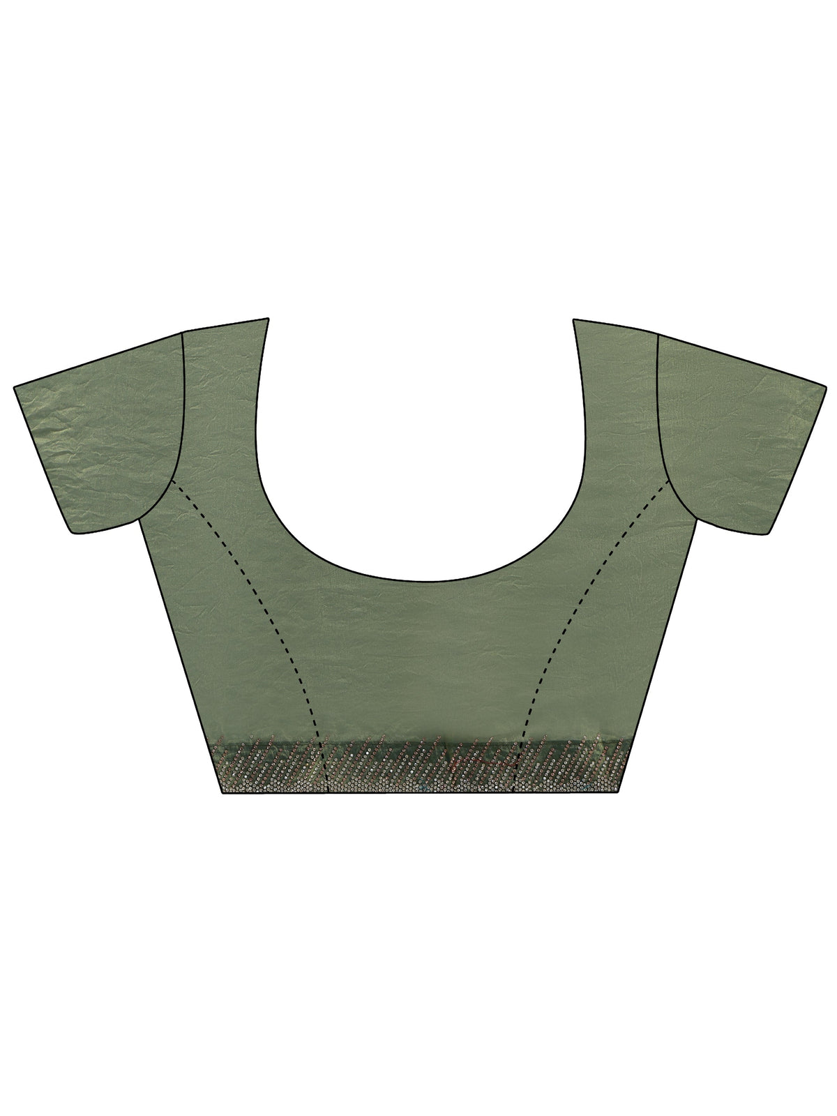 Libas Olive Green Stone Work Striped Embellished Tissue Saree