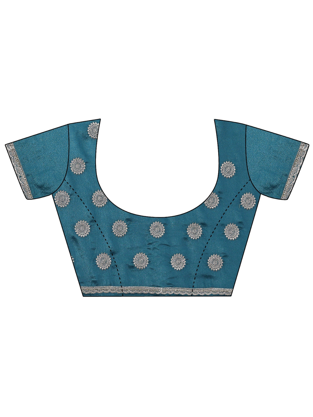 Libas Slate Blue Satin Saree with Floral Embellishments