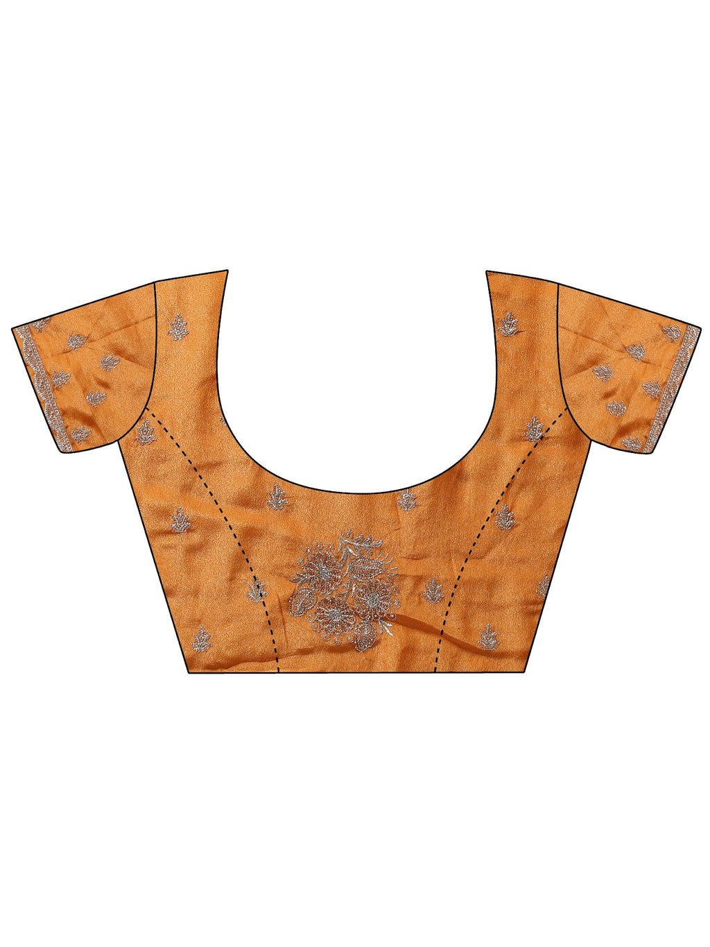 Libas Burnt Orange Satin Saree with Embroidered Floral Motifs