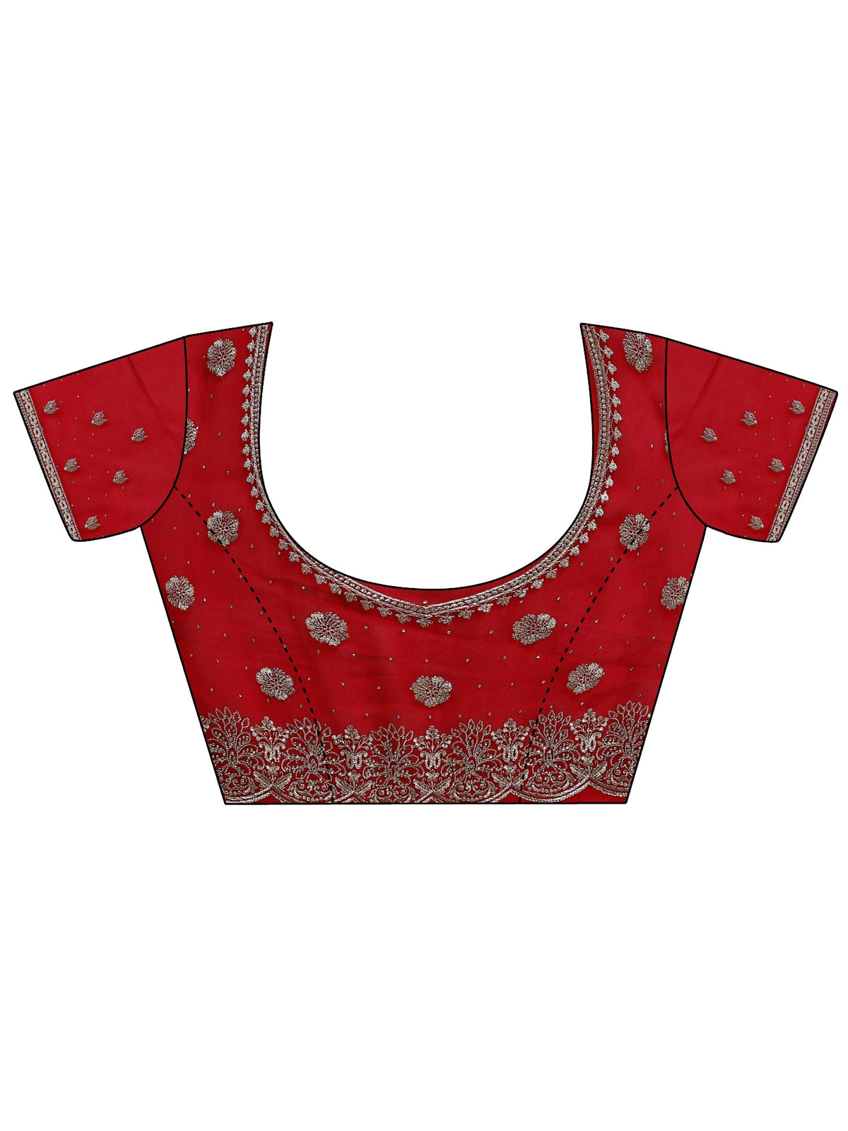 Libas Red Floral Embroidered Georgette Saree