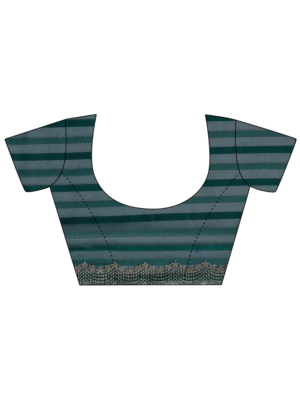 Libas Green Striped Net Saree