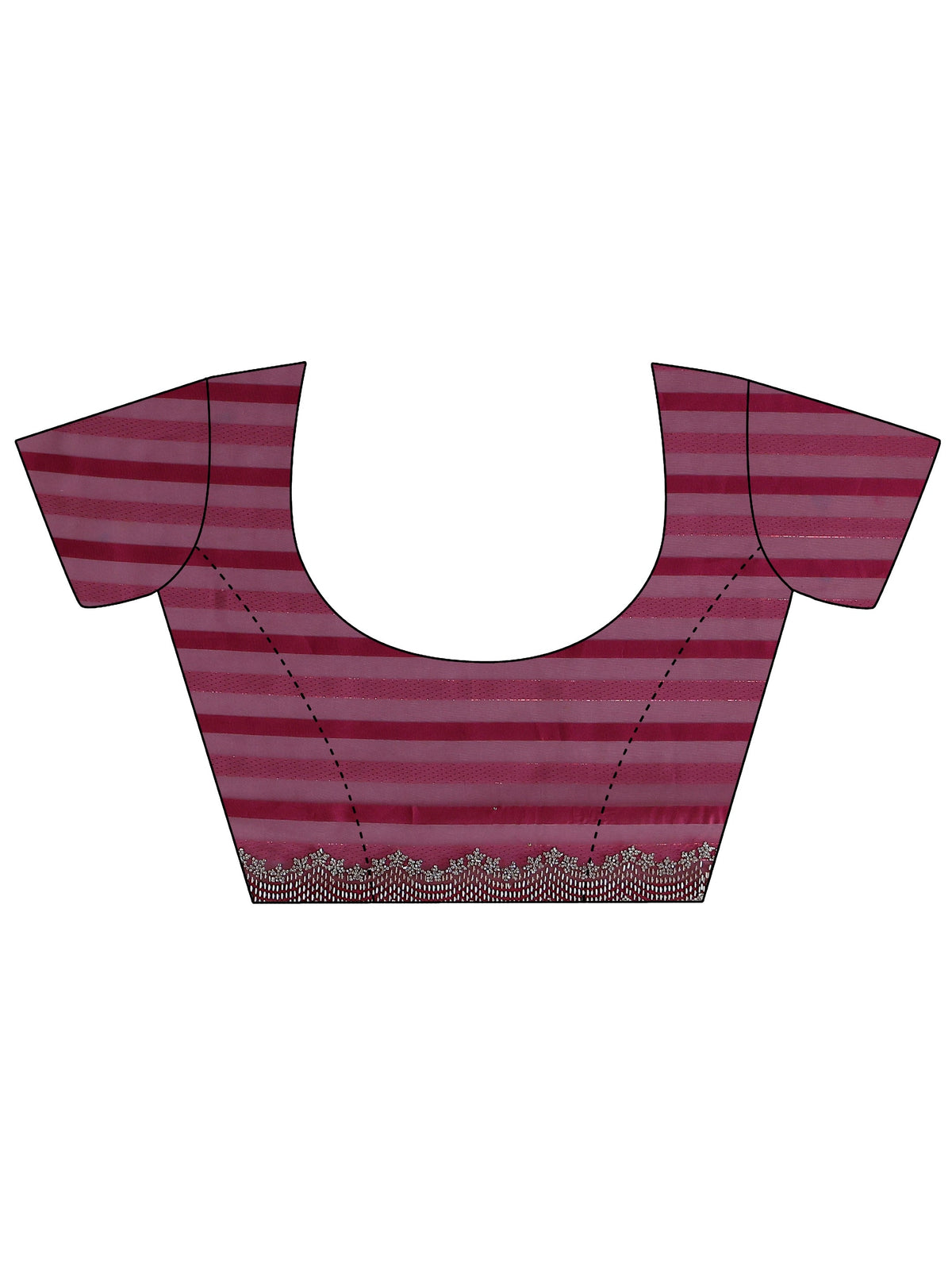 Libas Burgundy Striped Net Saree