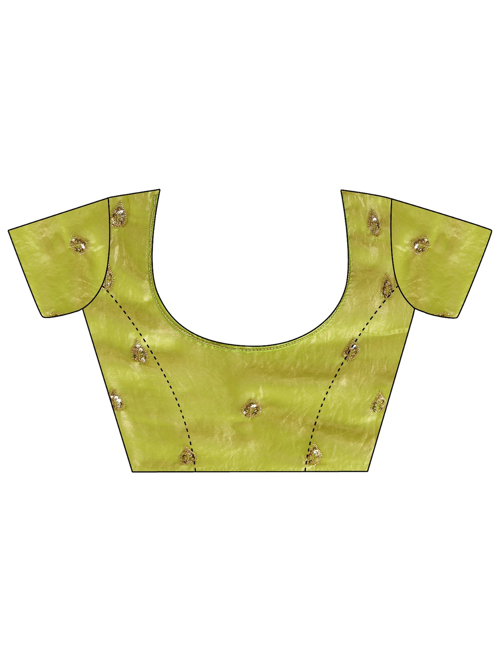 Libas Lime Green Embellished Tissue Saree