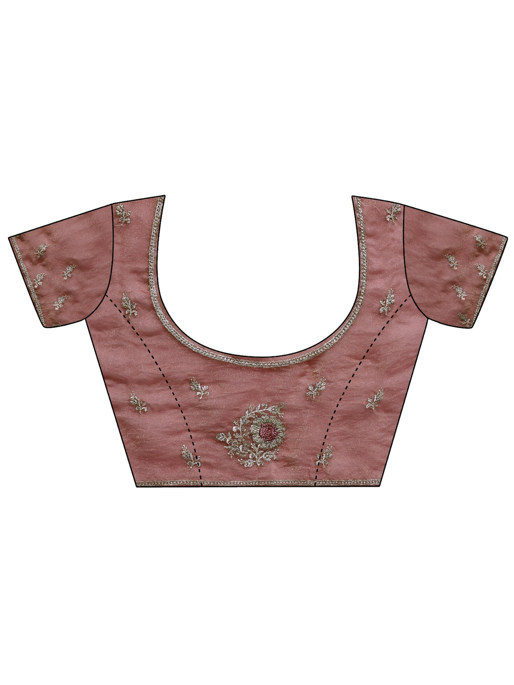 Libas Pink Floral Embroidered Tissue Saree