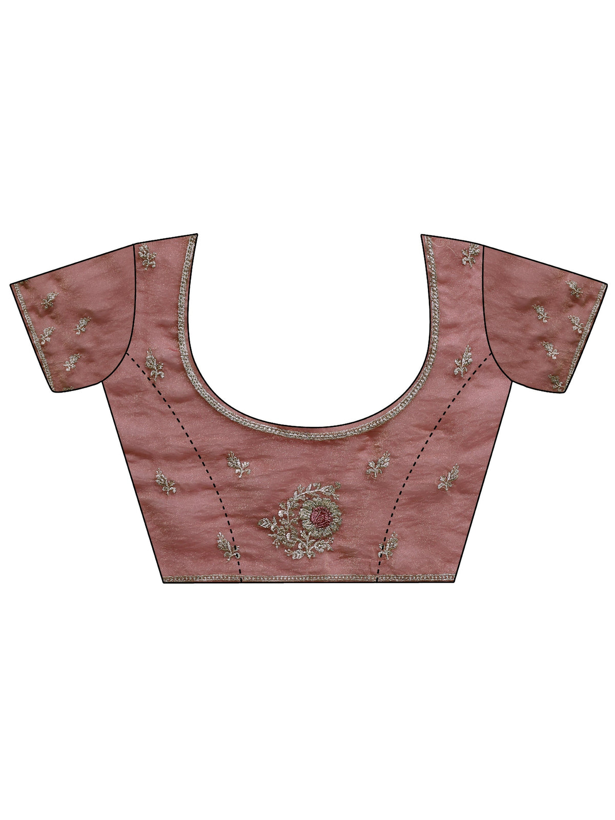 Libas Pink Floral Embroidered Tissue Saree