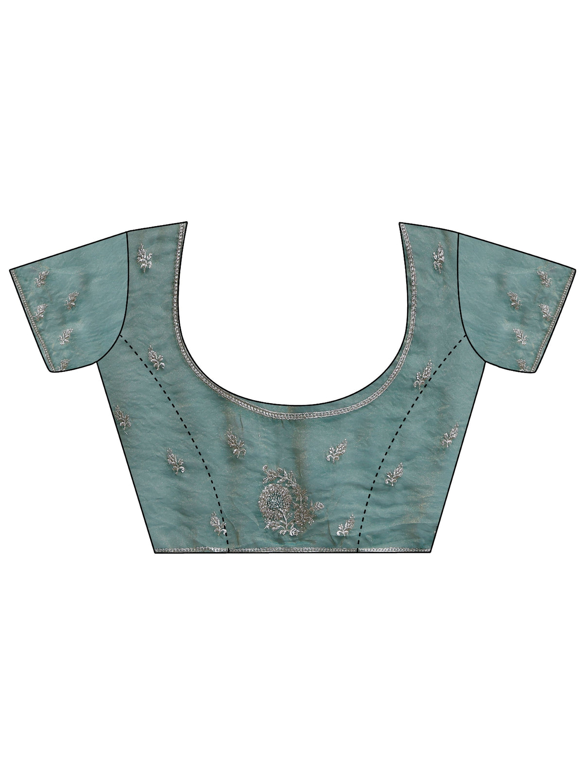 Libas Green Floral Embroidered Tissue Saree