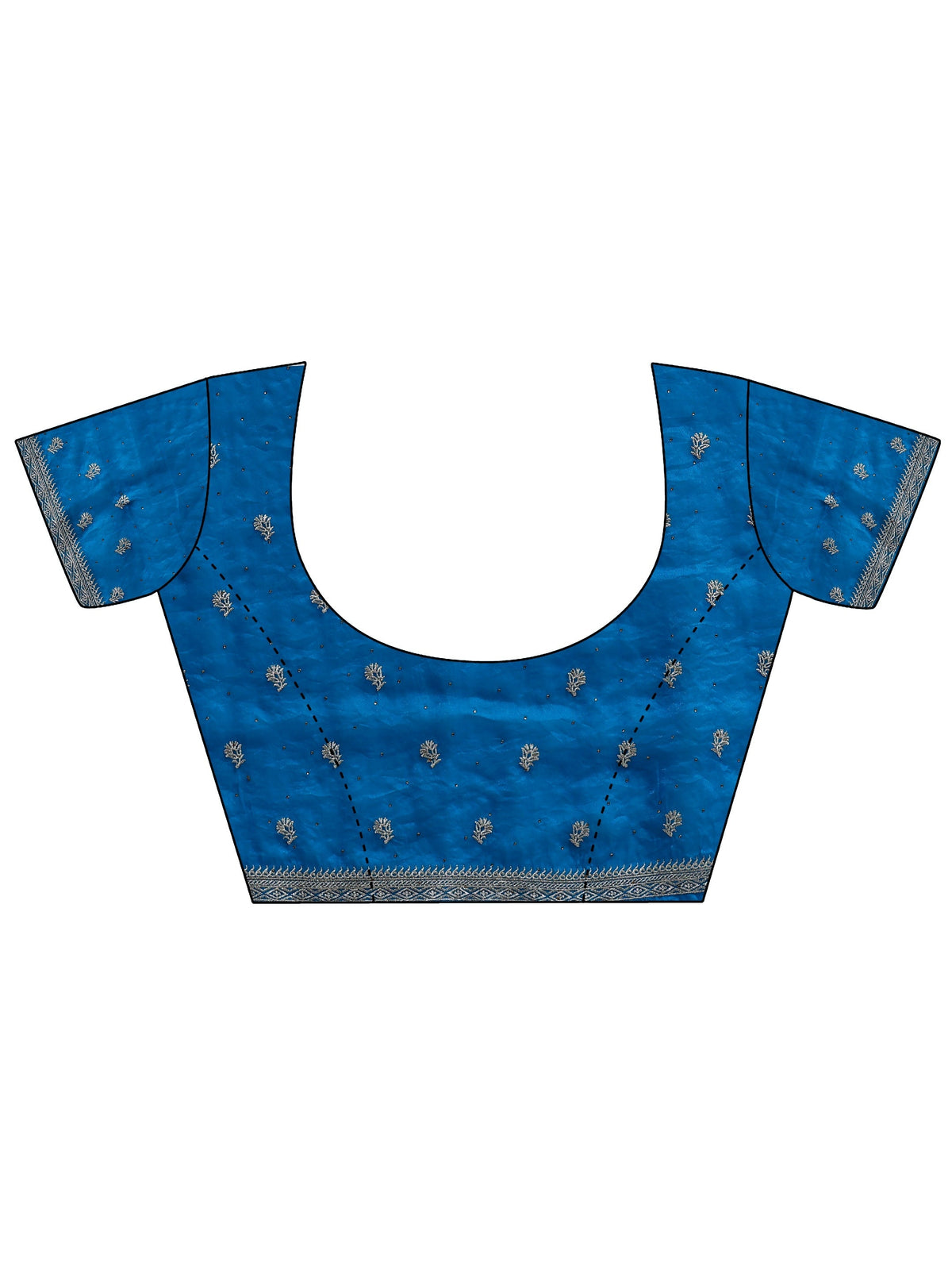 Libas Blue Floral Embroidered Tissue Saree