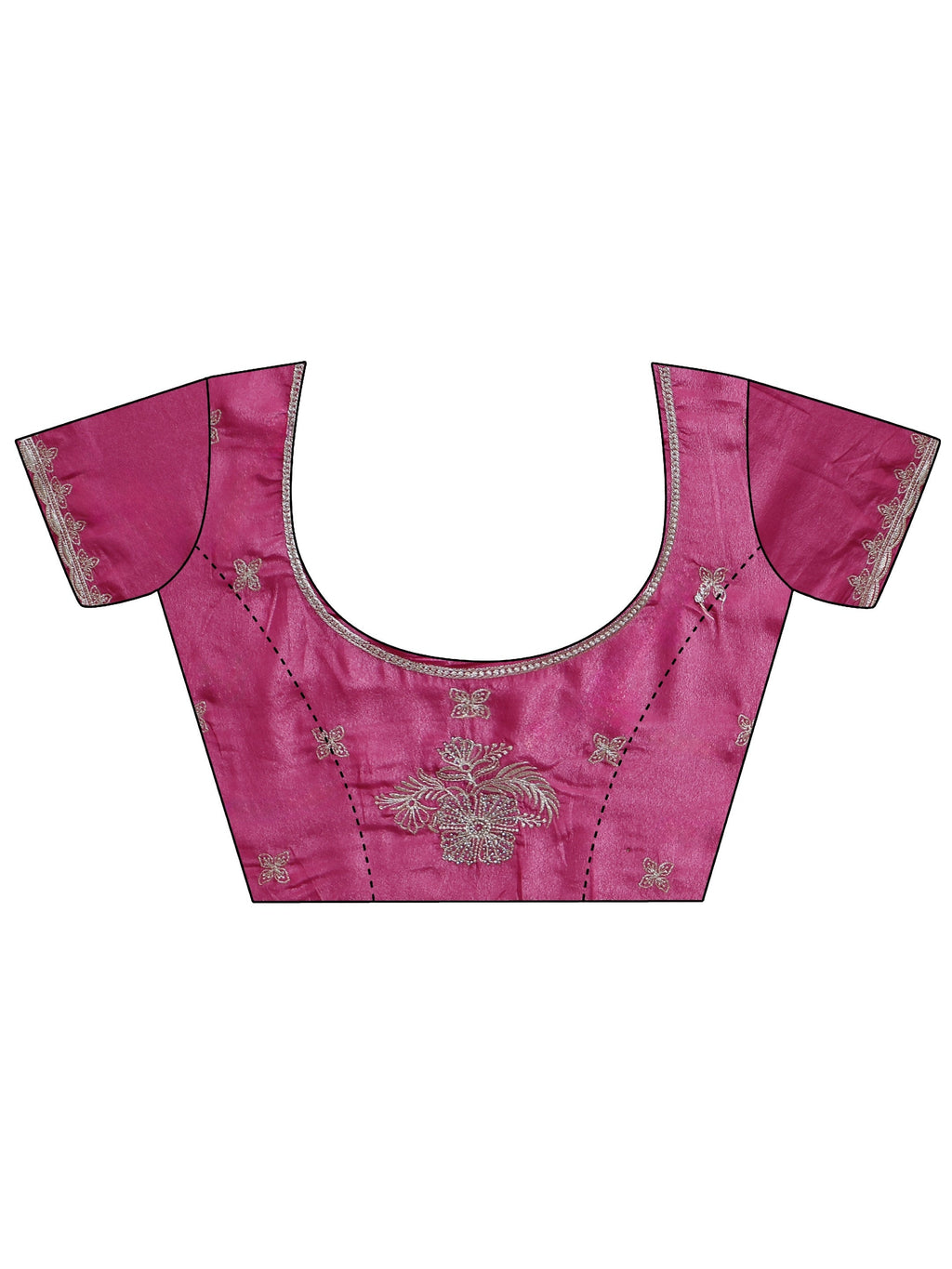 Libas Pink Floral Embroidered Satin Saree