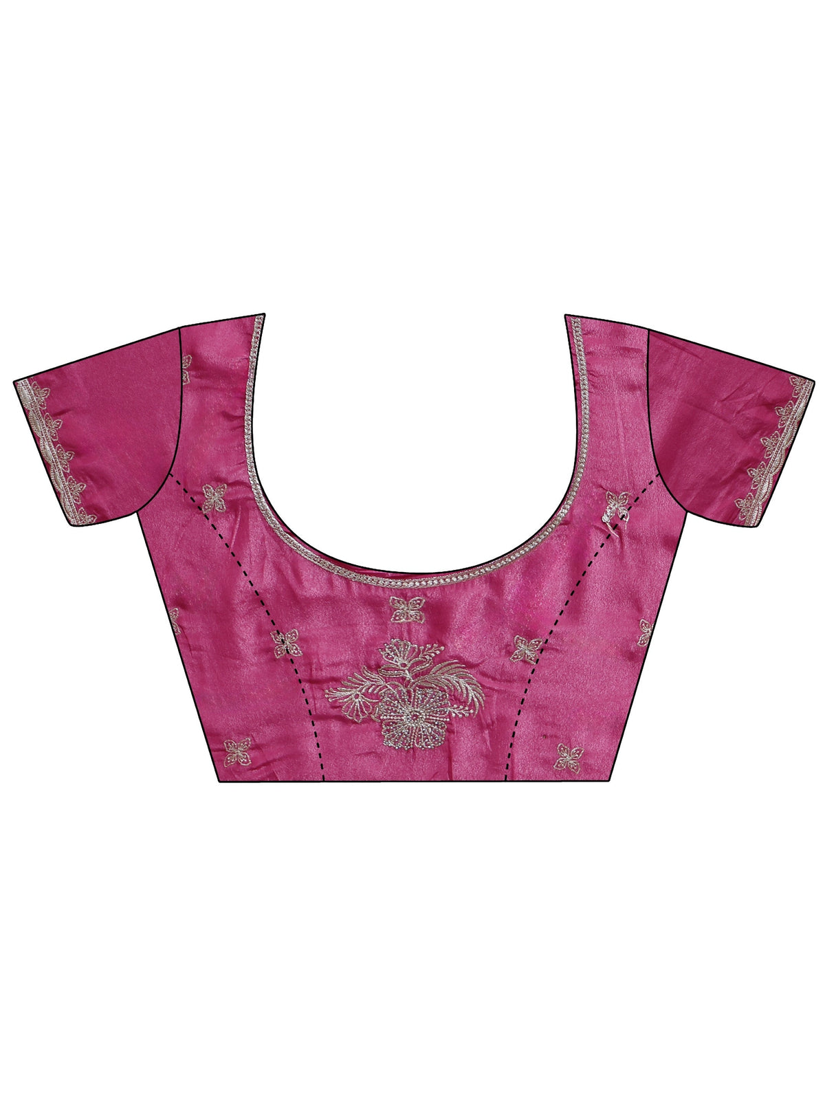 Libas Pink Floral Embroidered Satin Saree