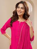 Gerua Pink Solid Silk Blend Straight Suit Sets With Dupatta