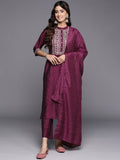 Gerua Burgundy Yoke Design Silk Blend Straight Suit With Dupatta