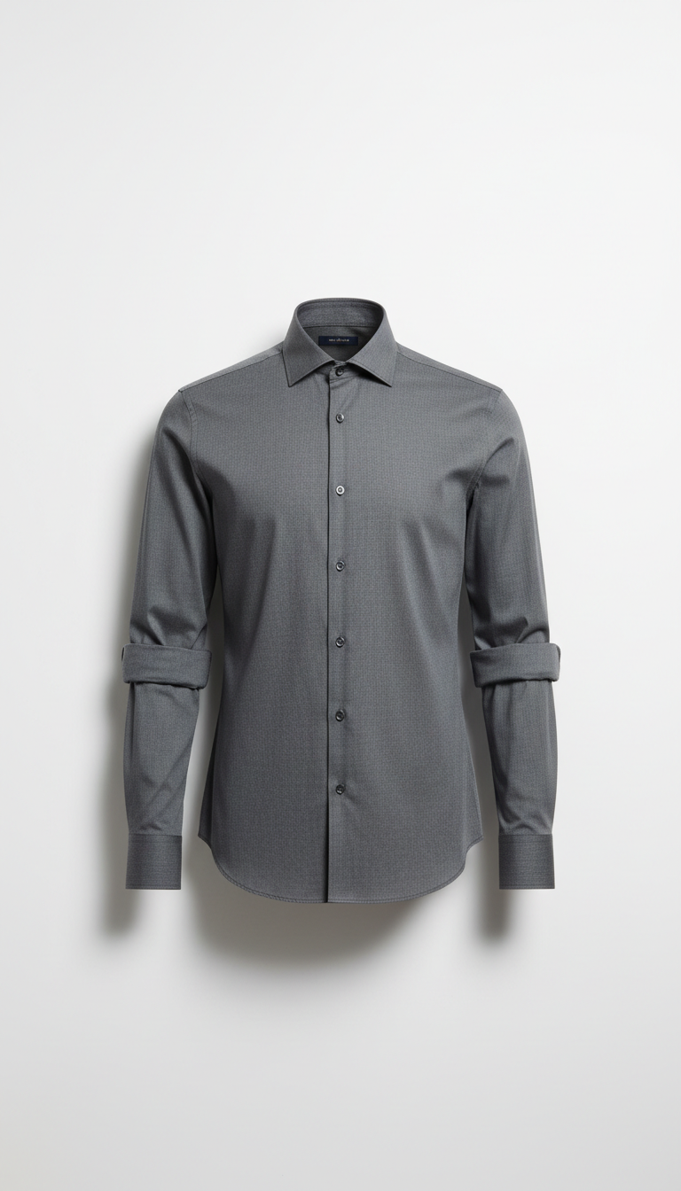 Steel Gray Tailored Dress Shirt