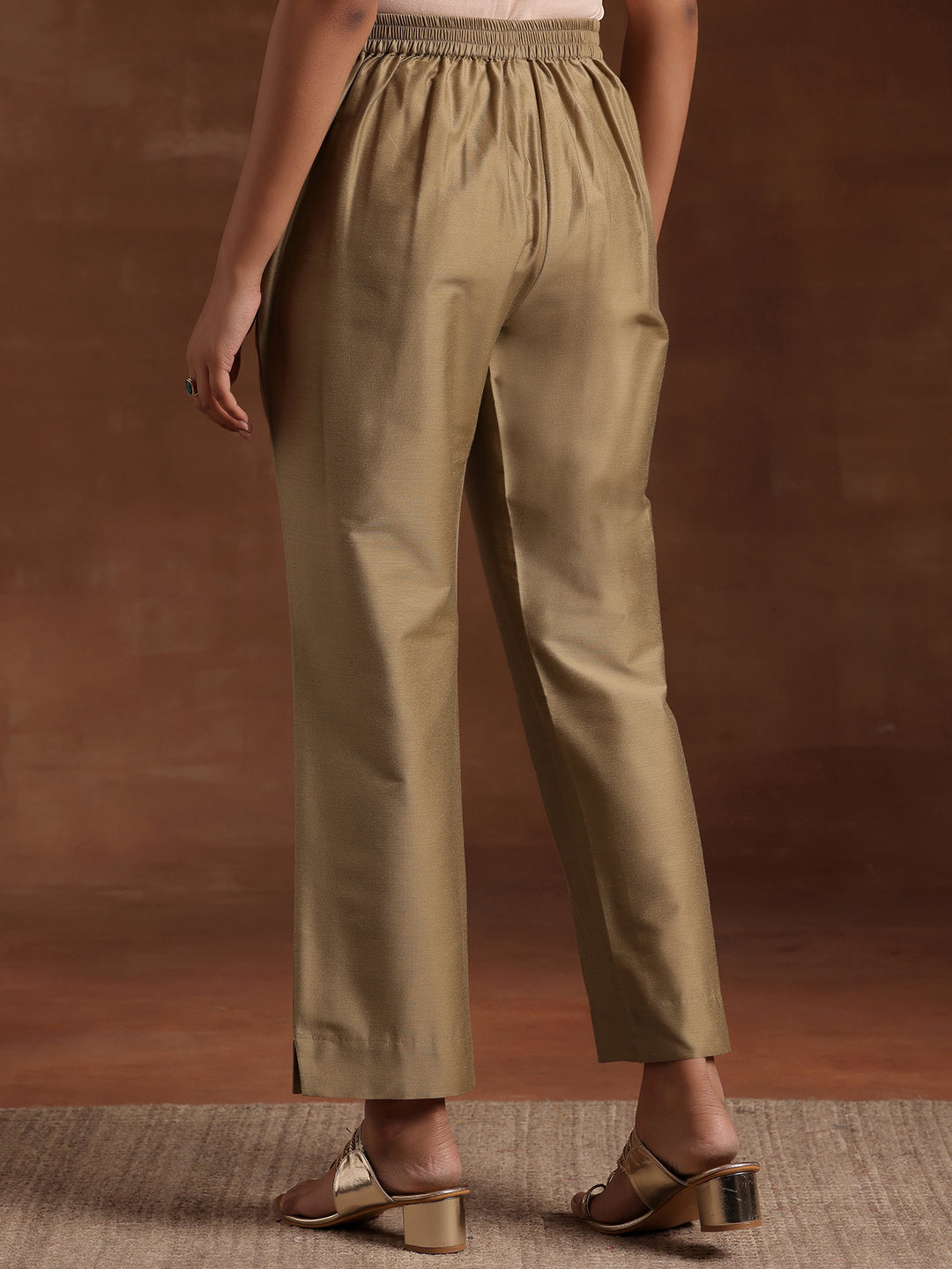 Libas Gold Solid Silk Trousers