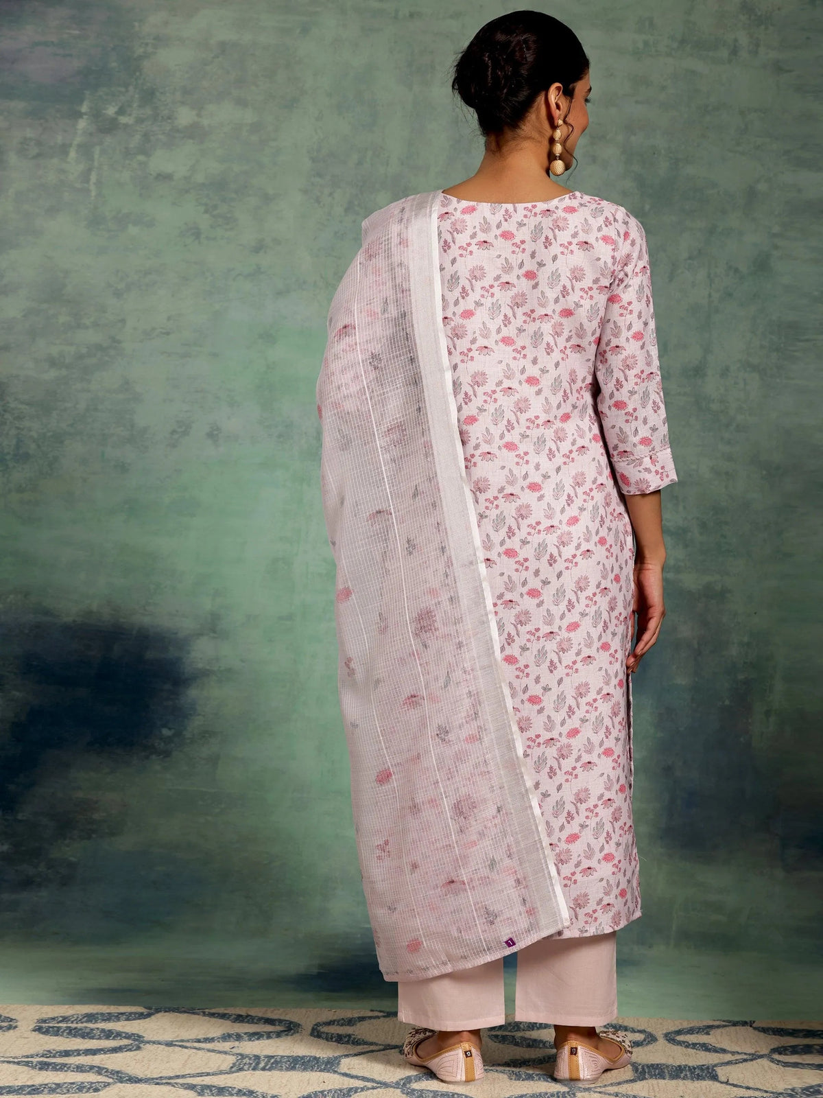 Libas Lilac Printed Cotton Straight Suit With Dupatta