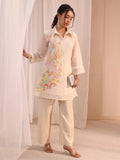 Libas Off White Floral Embroidered Chanderi Cotton Co-Ord Set