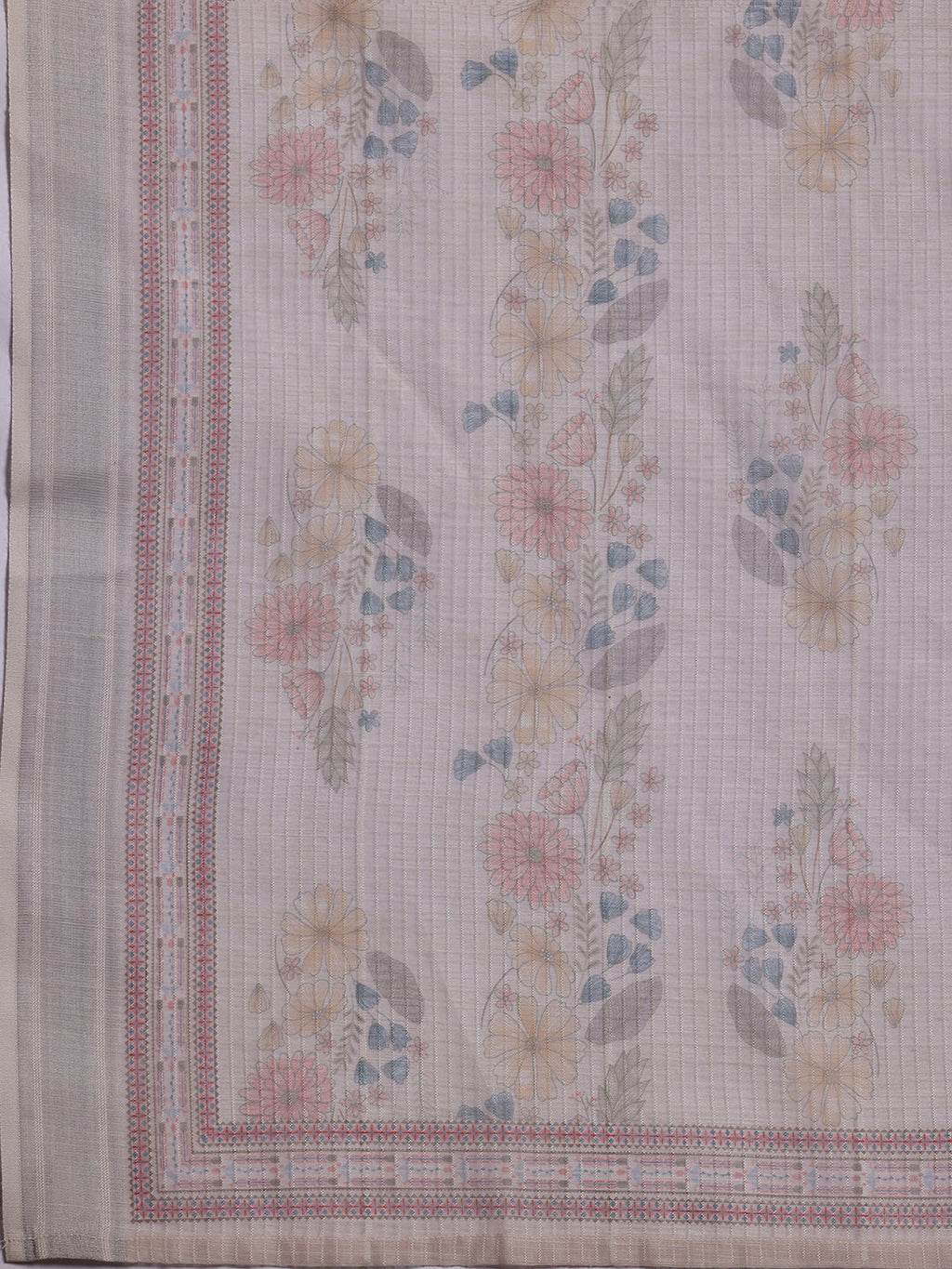 Libas Beige Printed Chanderi Silk Straight Suit With Dupatta