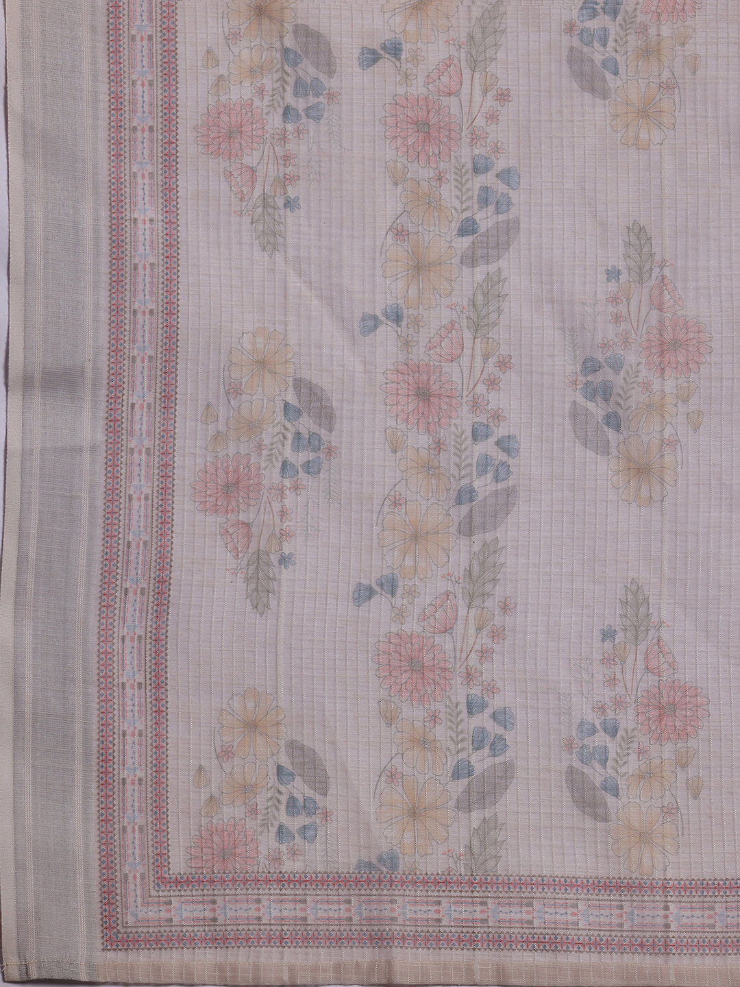 Libas Beige Printed Chanderi Silk Straight Suit With Dupatta