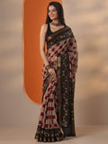 Libas Beige Printed Silk Blend Saree With Unstitched Blouse Piece