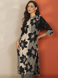 Libas Black Printed Silk Blend Straight Kurta Set