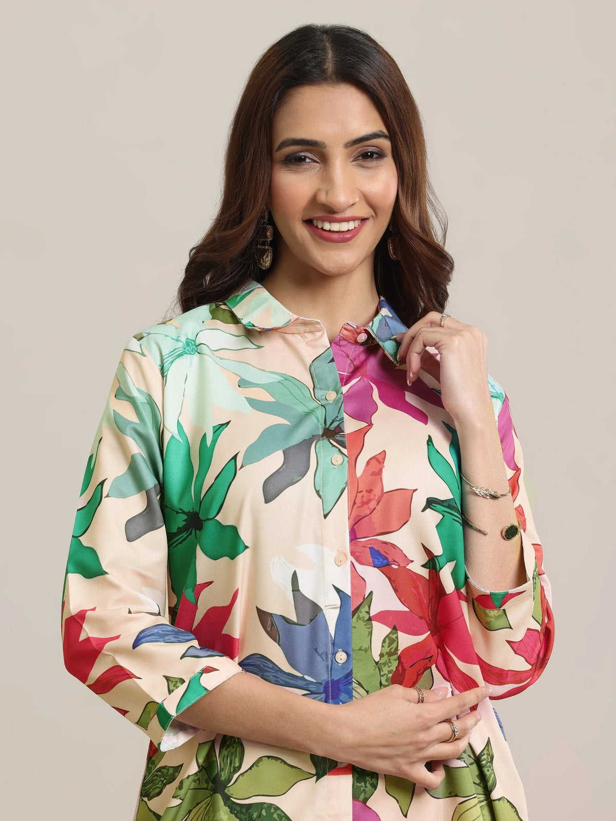 Libas Peach Printed Cotton Co ord sets