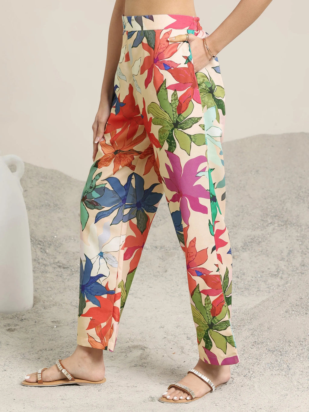 Libas Peach Printed Cotton Co ord sets