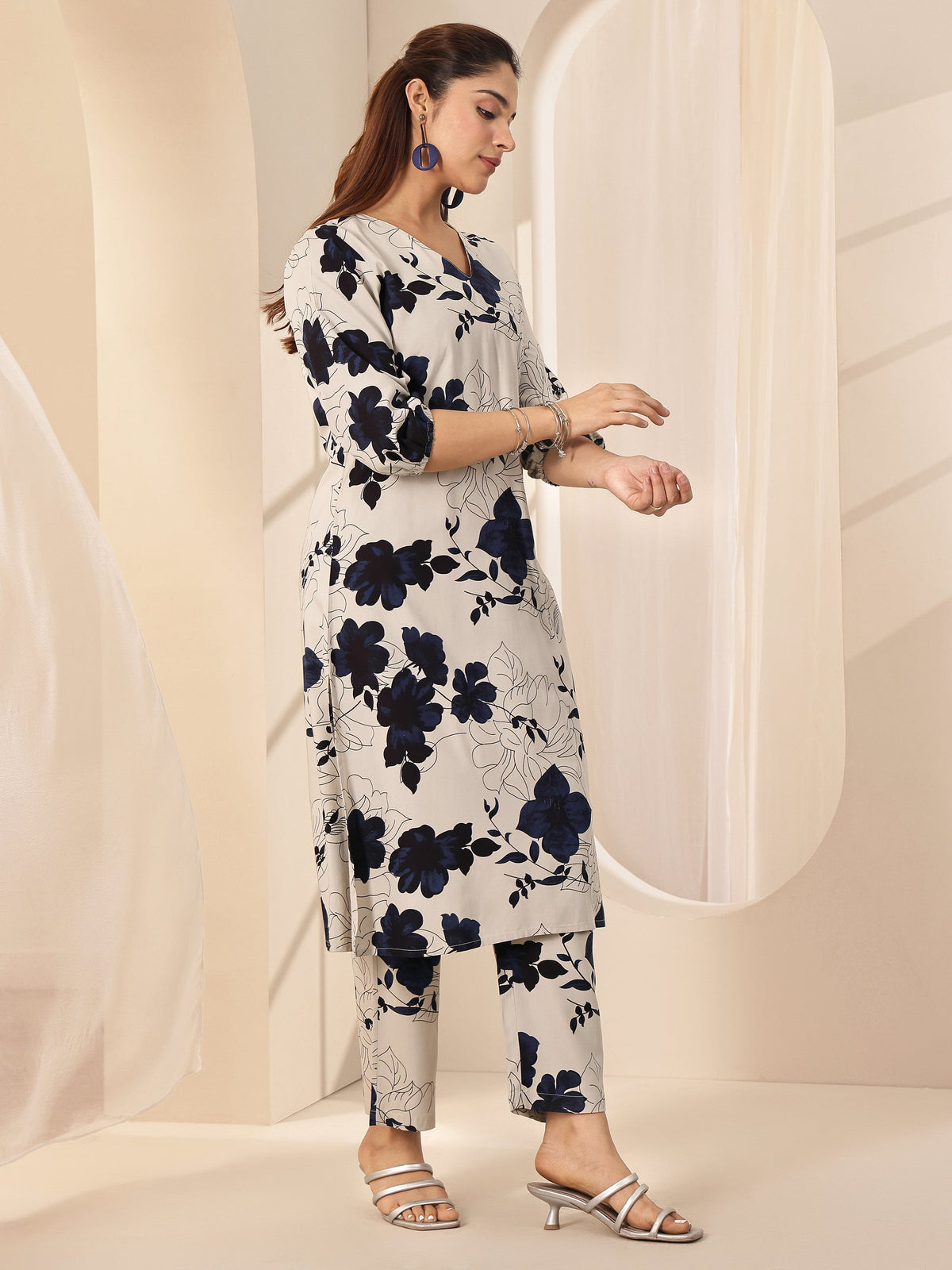 Libas Grey Printed Rayon Co-Ord Sets