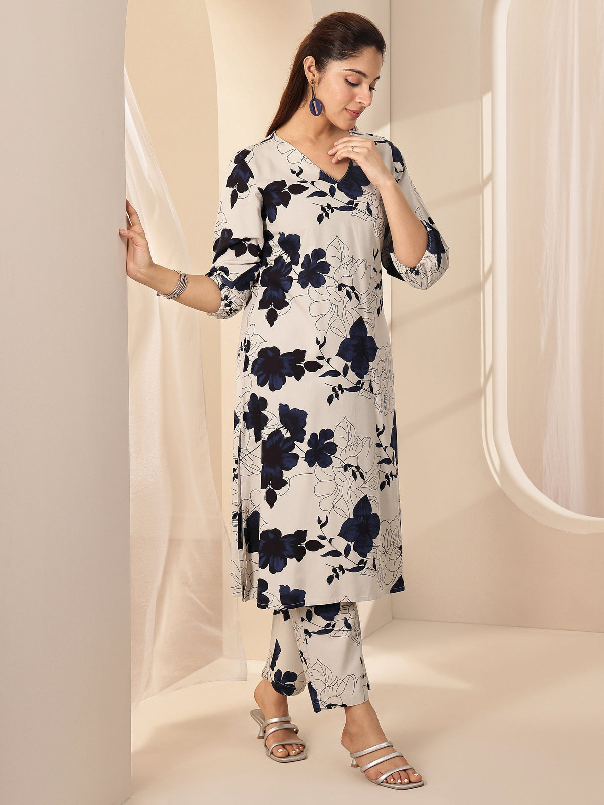 Libas Grey Printed Rayon Co-Ord Sets