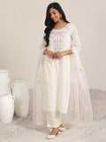 Libas Off White Embroidered Cotton Straight Suit With Dupatta