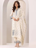 Libas Off White Embroidered Cotton Straight Suit Set With Dupatta