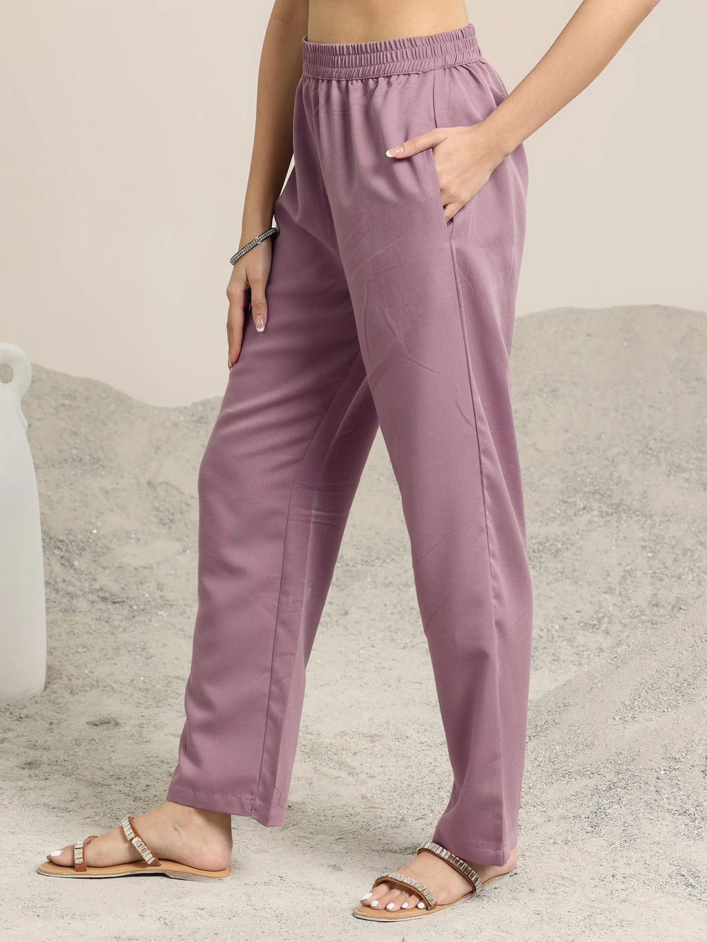 Libas Mauve Woven Design Chanderi Silk Straight  Suits With Dupatta