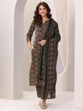 Libas Green Printed Cotton Straight Suit Set With Dupatta