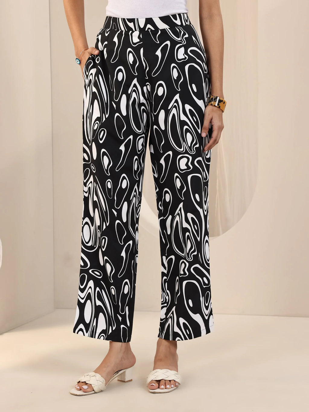 Libas Black Printed Silk Blend Straight Kurta Set