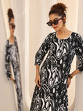 Libas Black Printed Silk Blend Straight Kurta Set