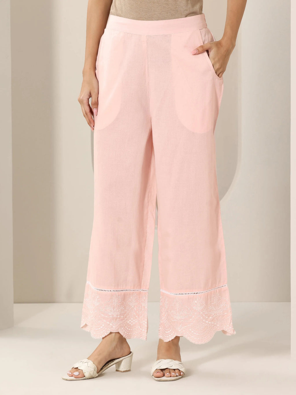 Libas Pink Solid Cotton Straight Suit Set With Dupatta