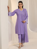 Libas Purple Solid Cotton Straight Suit Set With Dupatta