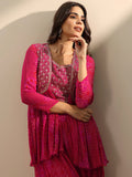 Libas Red Printed Silk Blend Co-Ord Sets