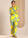 Libas Yellow Printed Silk Blend Co-Ord Sets