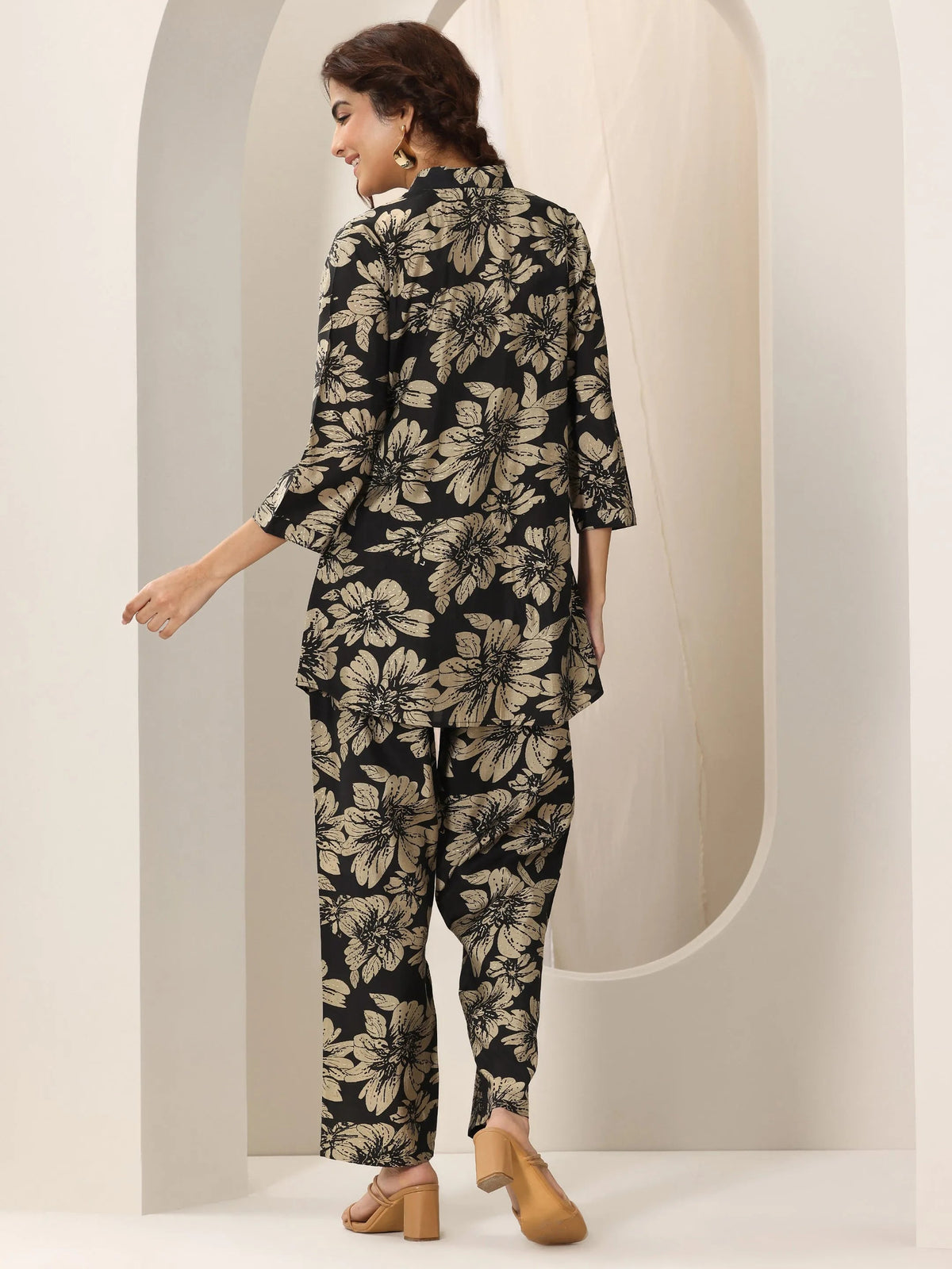 Libas Black Printed Rayon Co-Ord Sets