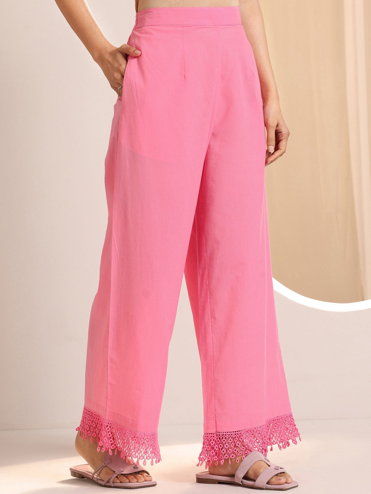 Libas Pink Embroidered Cotton Straight Suit Set With Dupatta