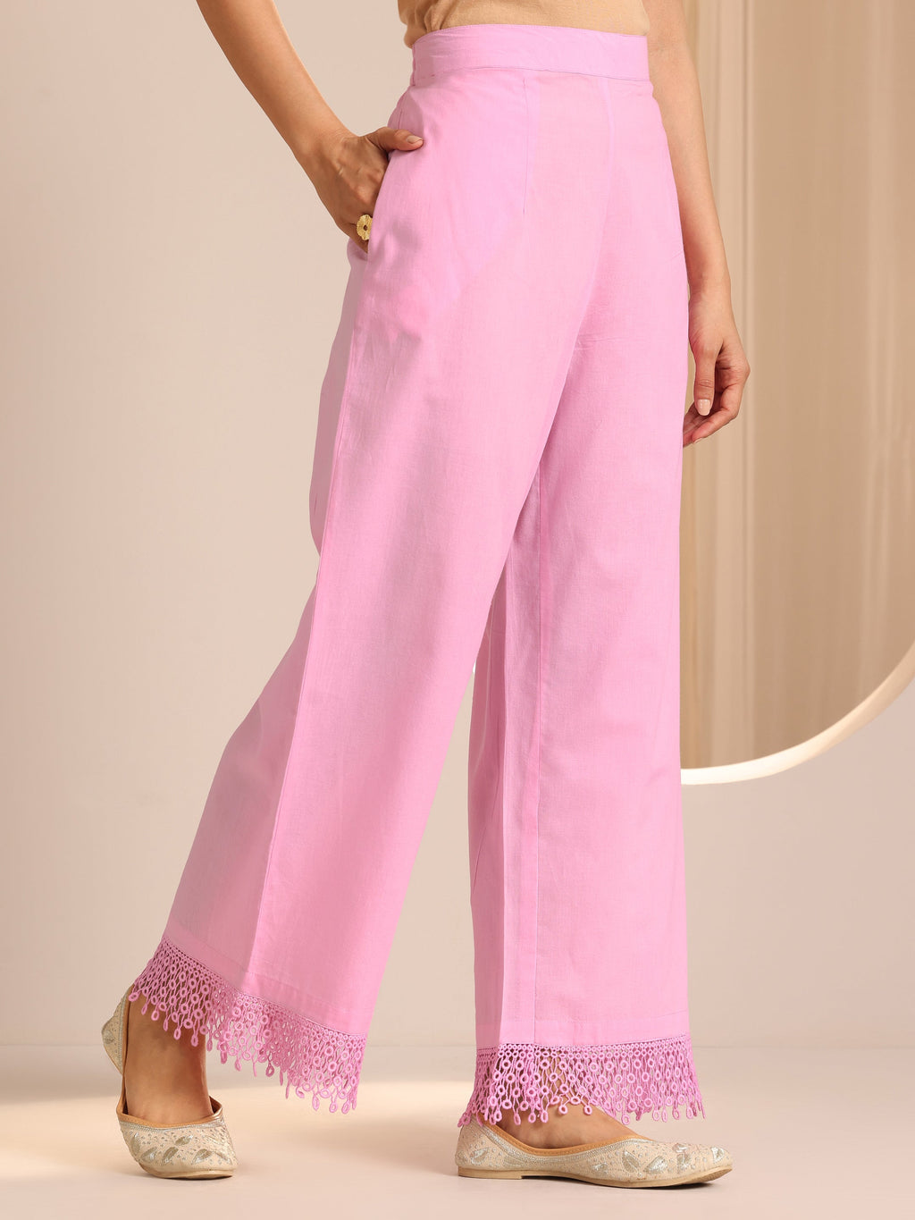 Libas Lavender Embroidered Cotton Straight Suit Set With Dupatta