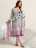 Libas Off White Printed Linen Straight Suit Set With Dupatta