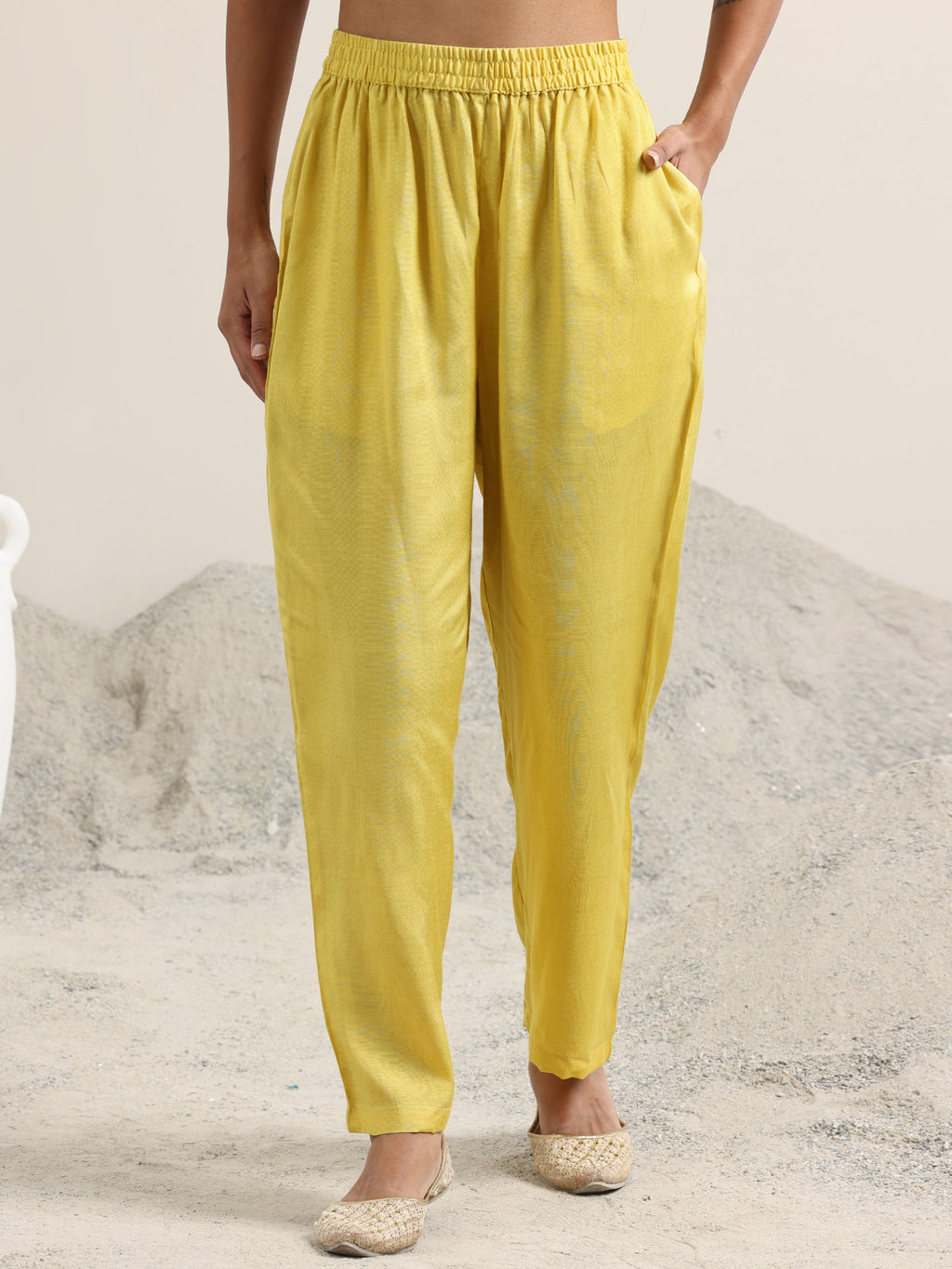 Libas Yellow Embroidered Poly Chiffon Straight Suit With Dupatta