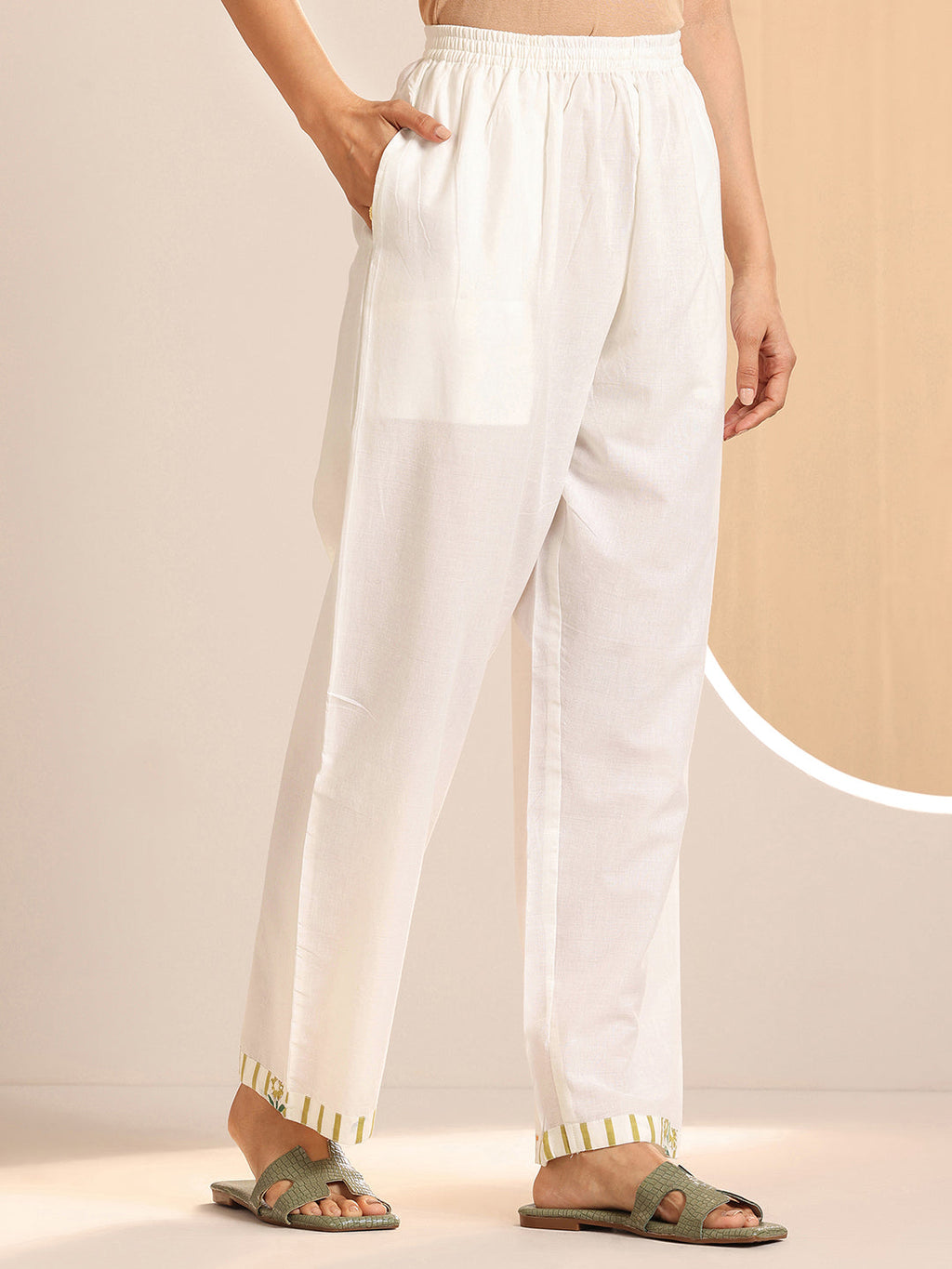Libas Off White Printed Cotton Straight Suit Sets With Dupatta