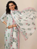 Libas Off White Printed Cotton Straight Suit Sets With Dupatta